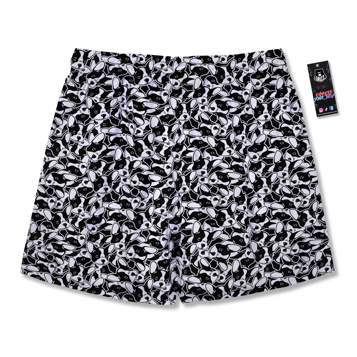 French Bulldog Faces Print Pattern Men's Running Shorts-grizzshop