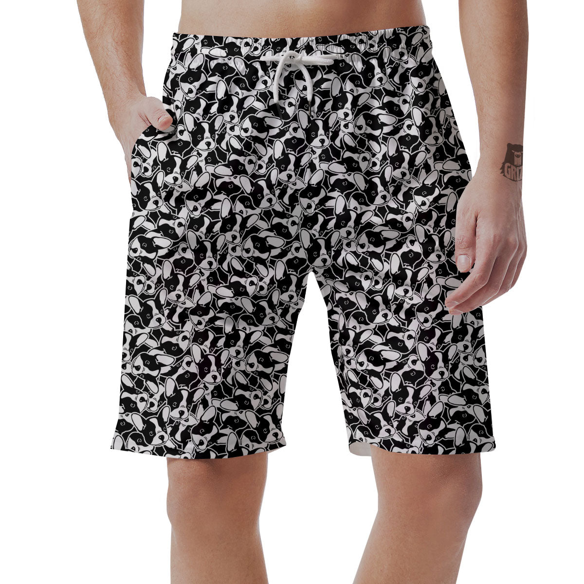 French Bulldog Faces Print Pattern Men's Shorts-grizzshop