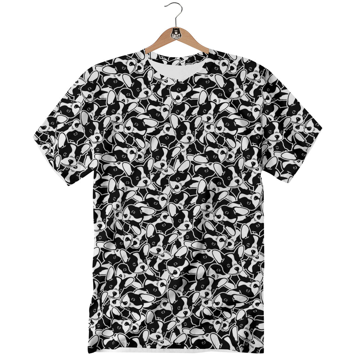 French Bulldog Faces Print Pattern T-Shirt-grizzshop