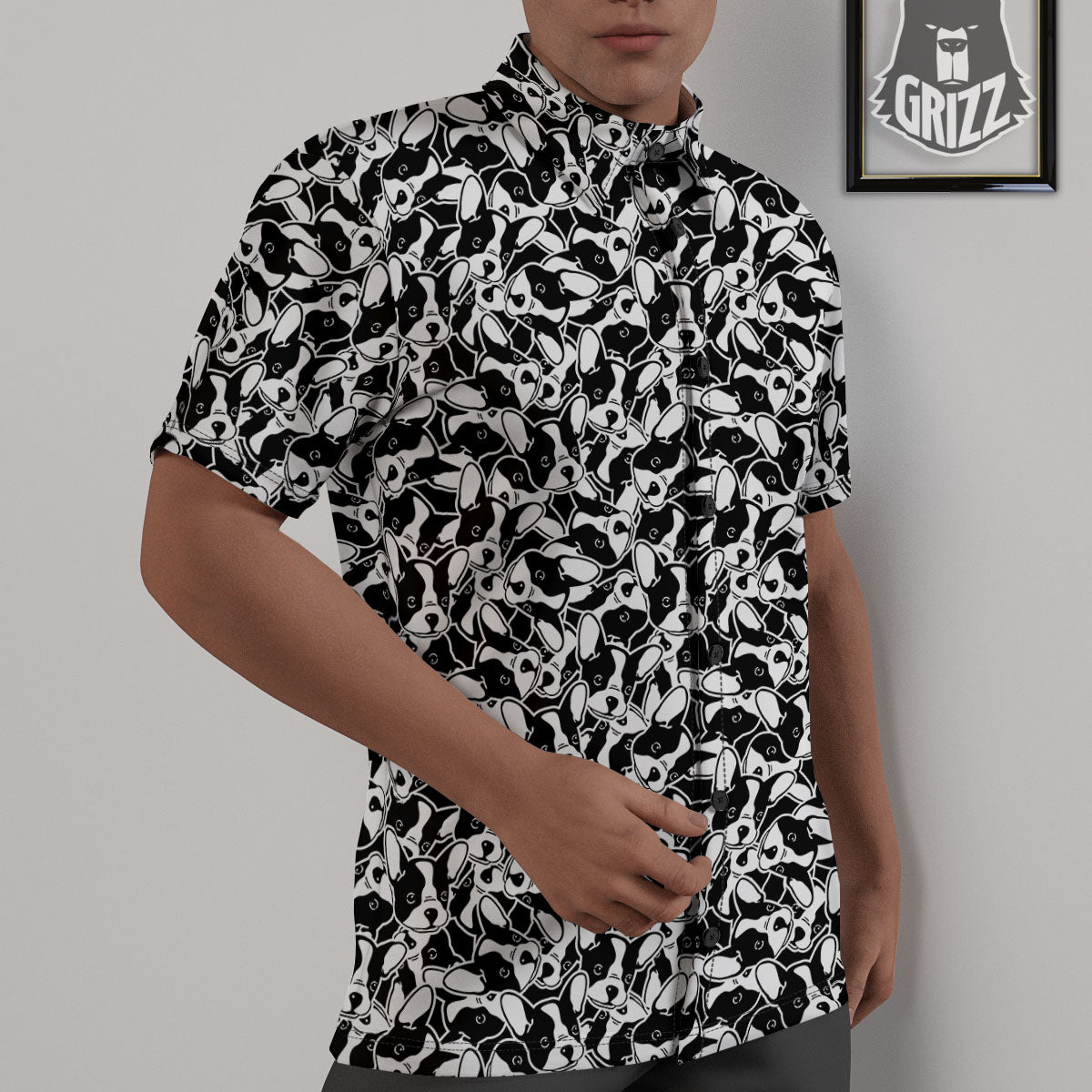 French Bulldog Faces Print Pattern Untucked Shirts-grizzshop