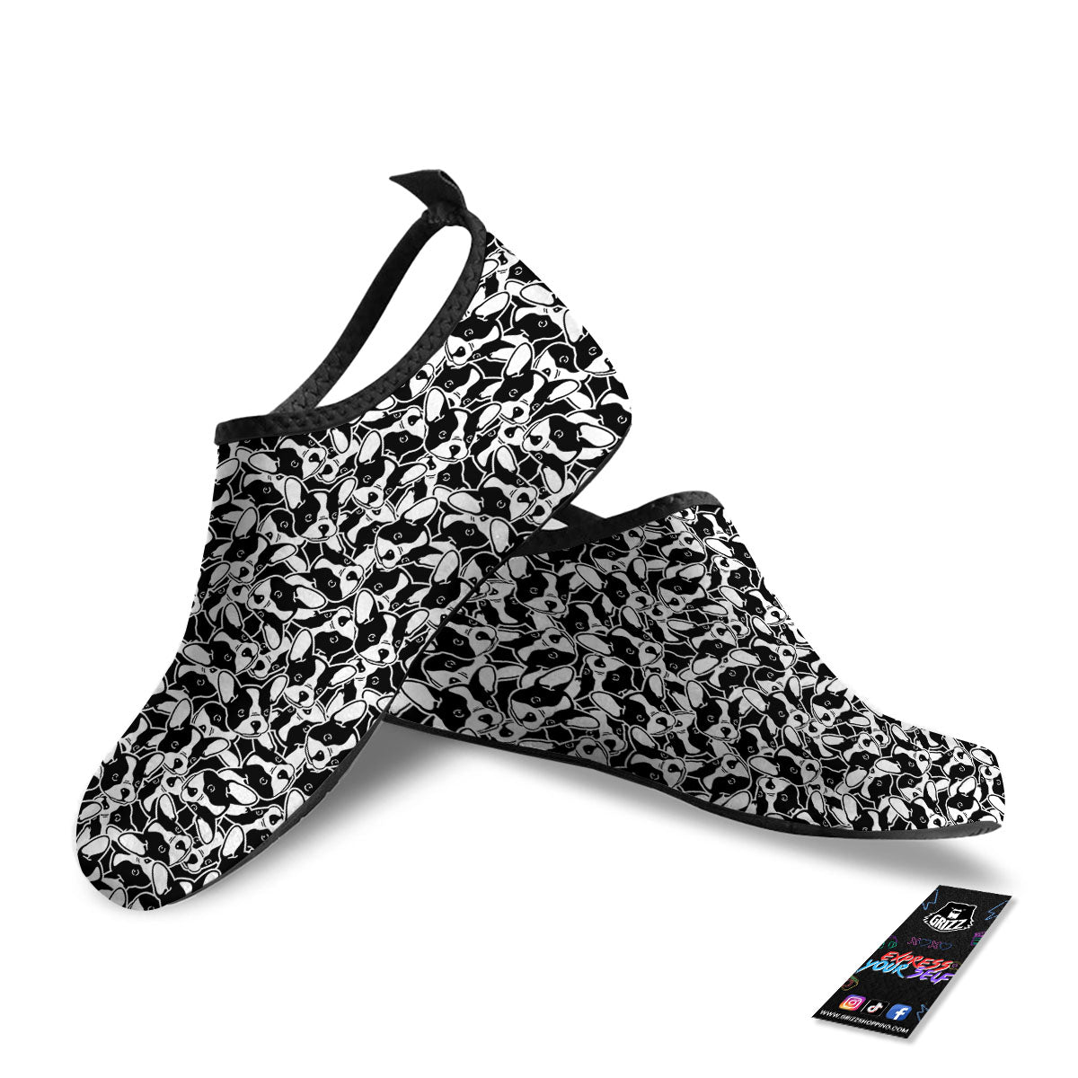 French Bulldog Faces Print Pattern Water Shoes-grizzshop
