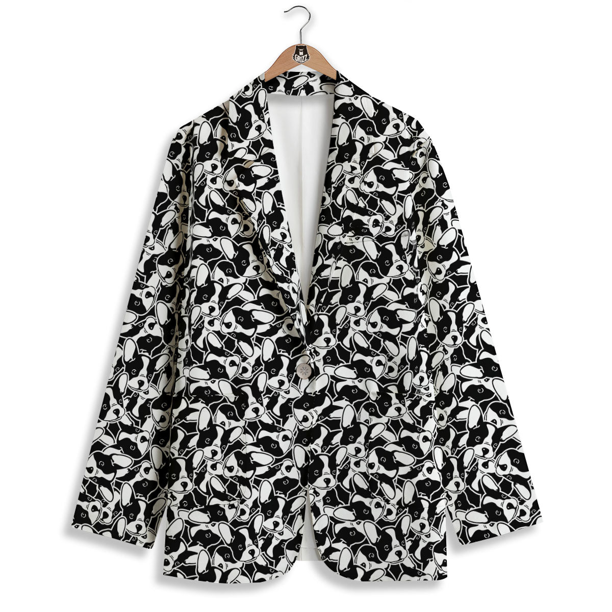 French Bulldog Faces Print Pattern Women's Blazer-grizzshop