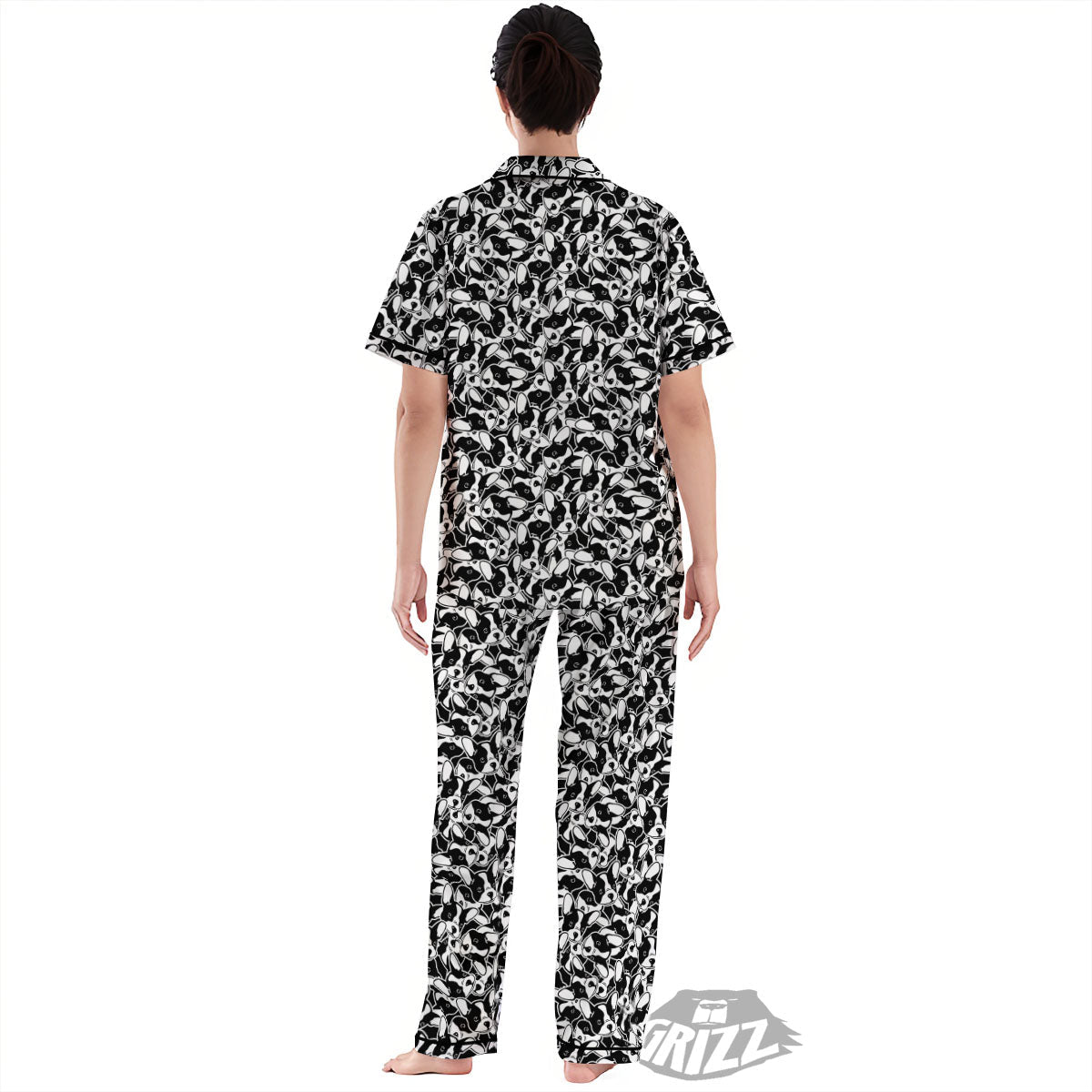 French Bulldog Faces Print Pattern Women's Pajamas Set-grizzshop