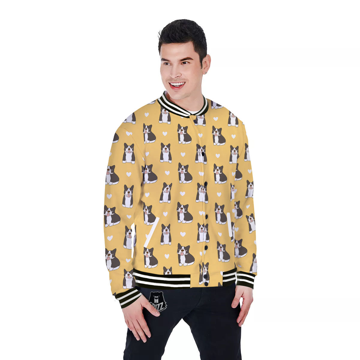 French Bulldog Lovely Print Pattern Baseball Jacket-grizzshop