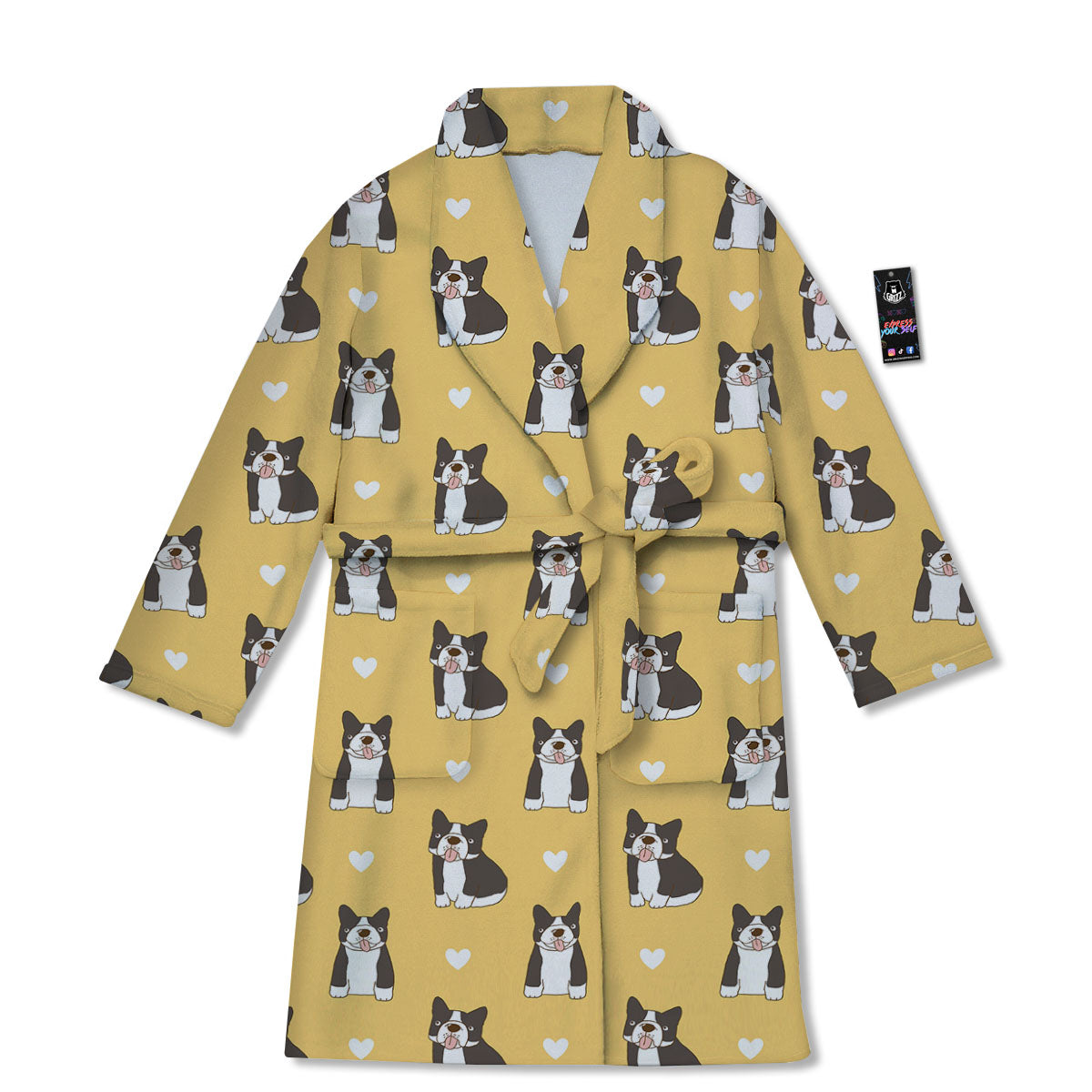 French Bulldog Lovely Print Pattern Bathrobe-grizzshop