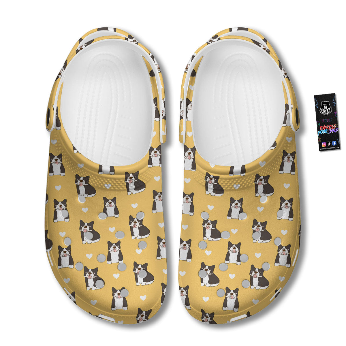French Bulldog Lovely Print Pattern Clog-grizzshop