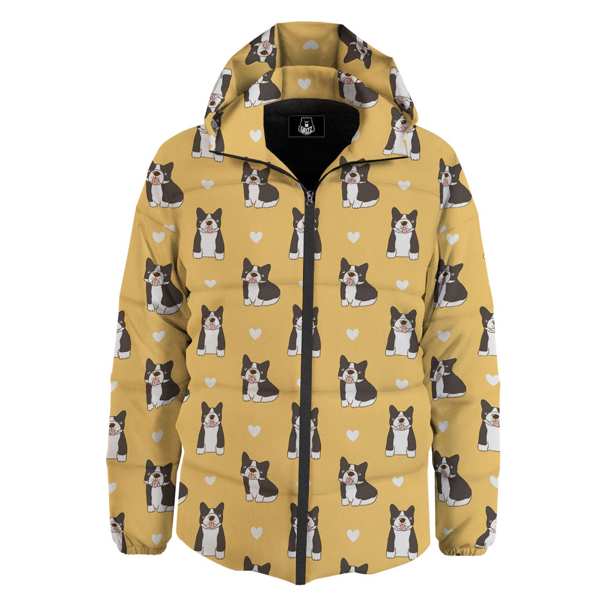 French Bulldog Lovely Print Pattern Down Jacket-grizzshop