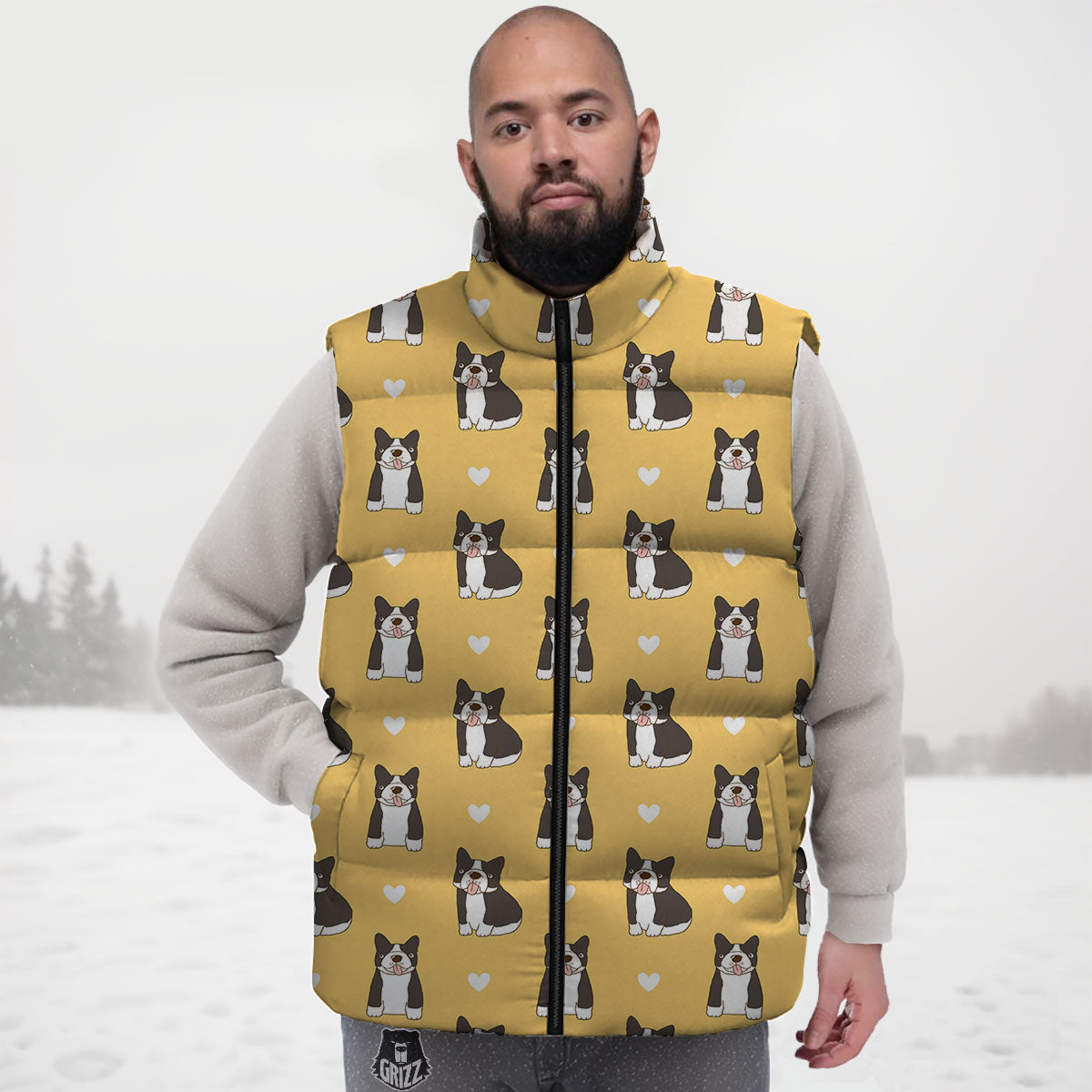French Bulldog Lovely Print Pattern Down Vest