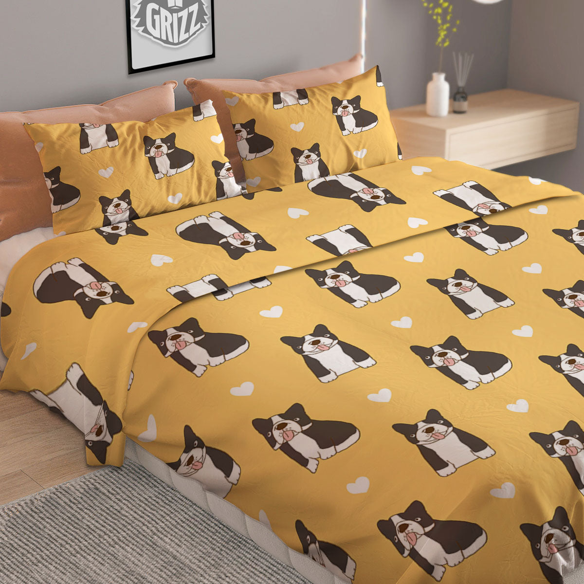 French Bulldog Lovely Print Pattern Duvet Cover Bedding Set