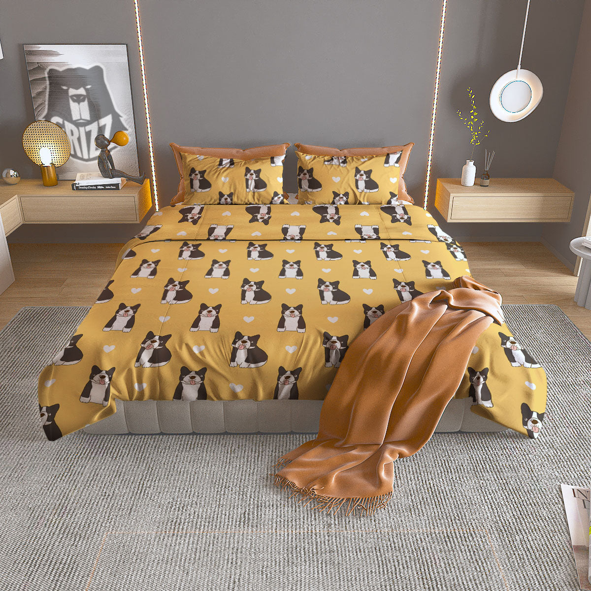 French Bulldog Lovely Print Pattern Duvet Cover Bedding Set