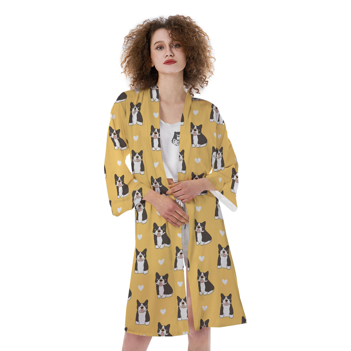 French Bulldog Lovely Print Pattern Kimono-grizzshop