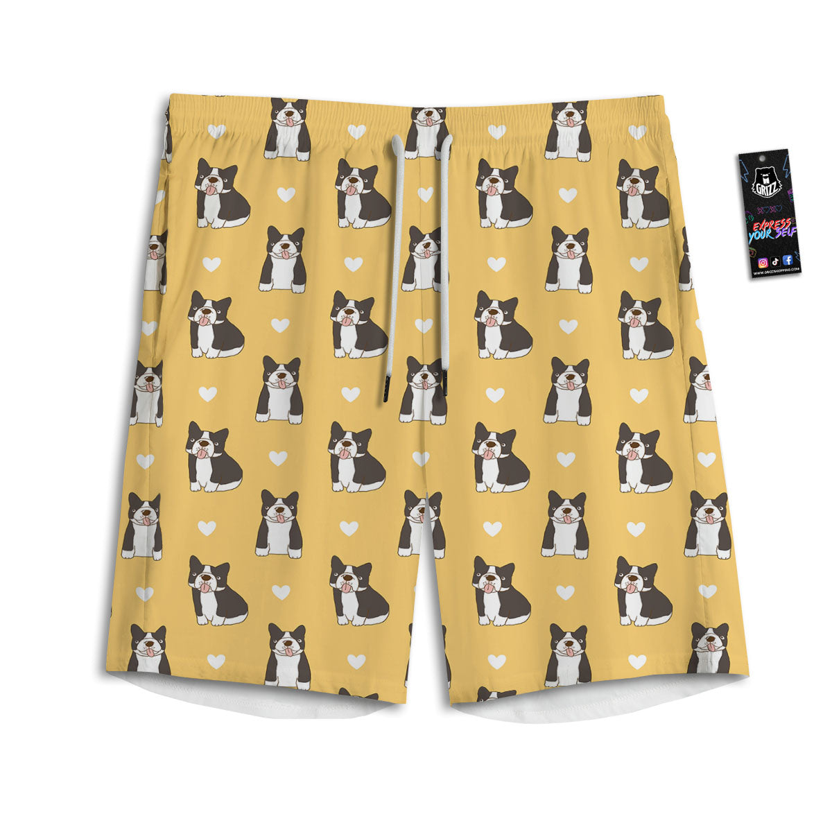 French Bulldog Lovely Print Pattern Men's Athletic Shorts