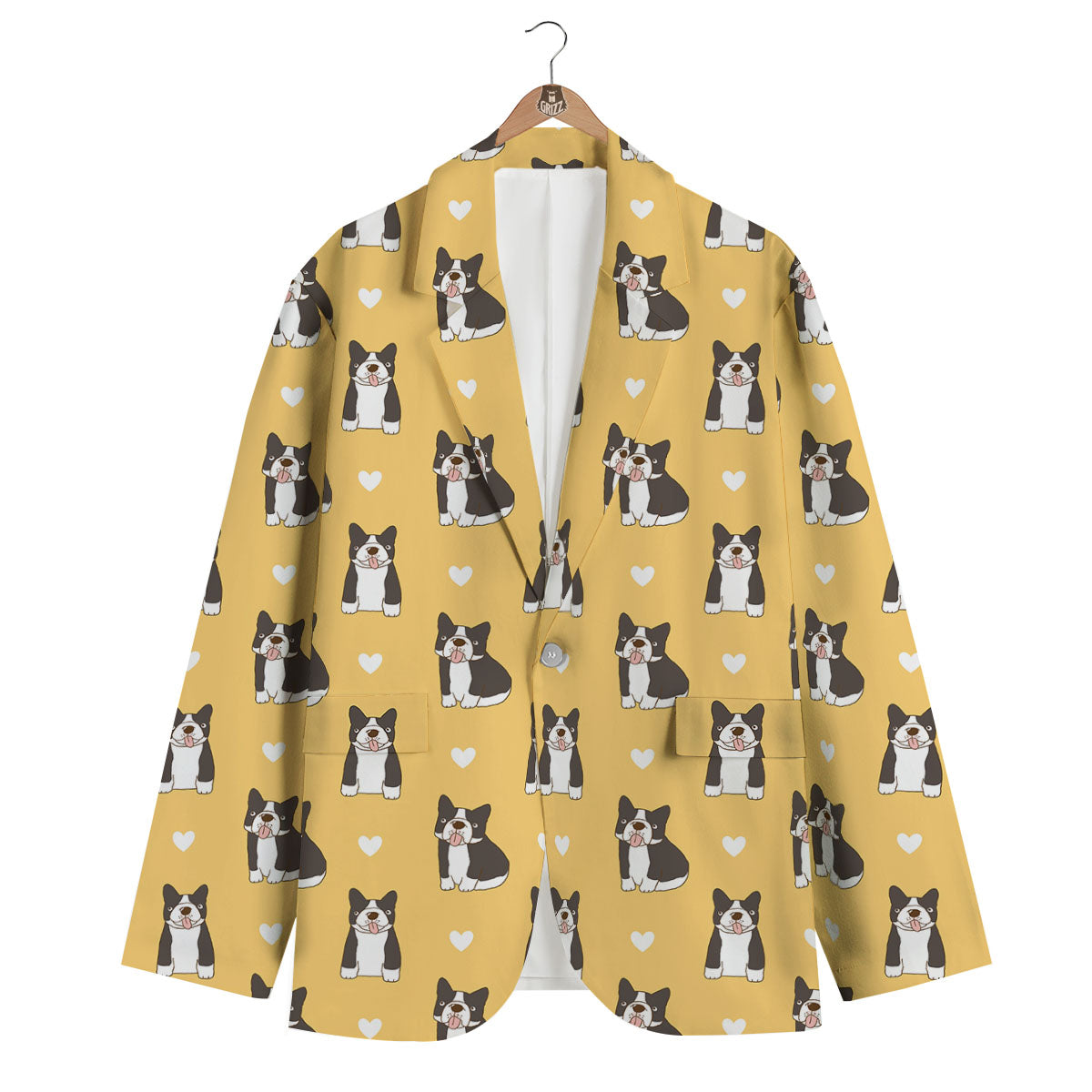 French Bulldog Lovely Print Pattern Men's Blazer-grizzshop