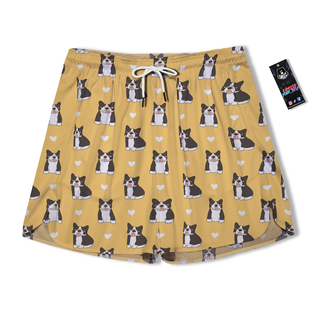 French Bulldog Lovely Print Pattern Men's Running Shorts-grizzshop