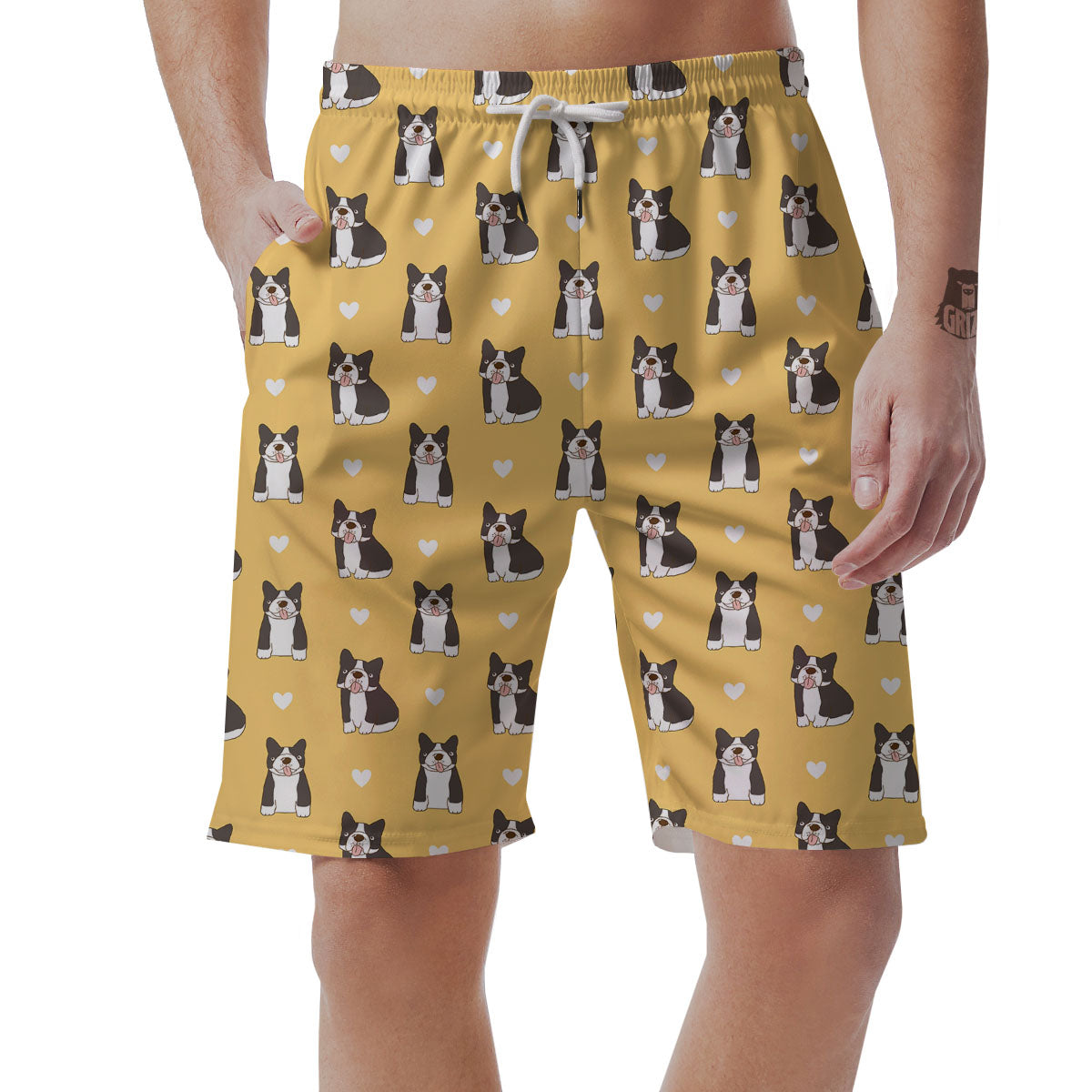 French Bulldog Lovely Print Pattern Men's Shorts-grizzshop