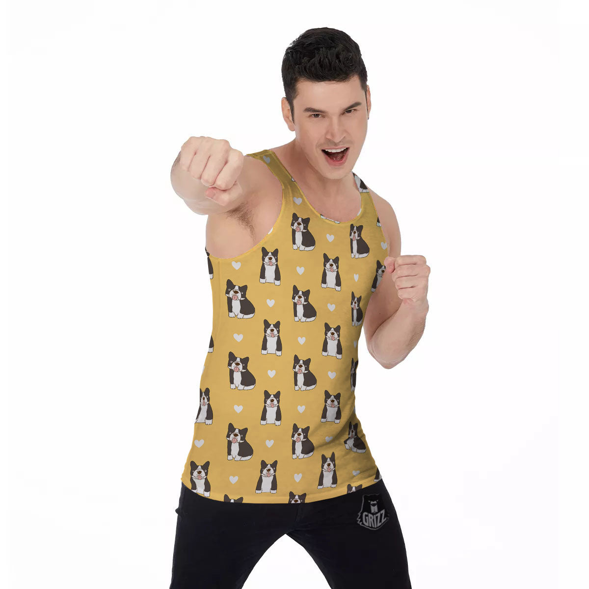 French Bulldog Lovely Print Pattern Men's Tank Top-grizzshop