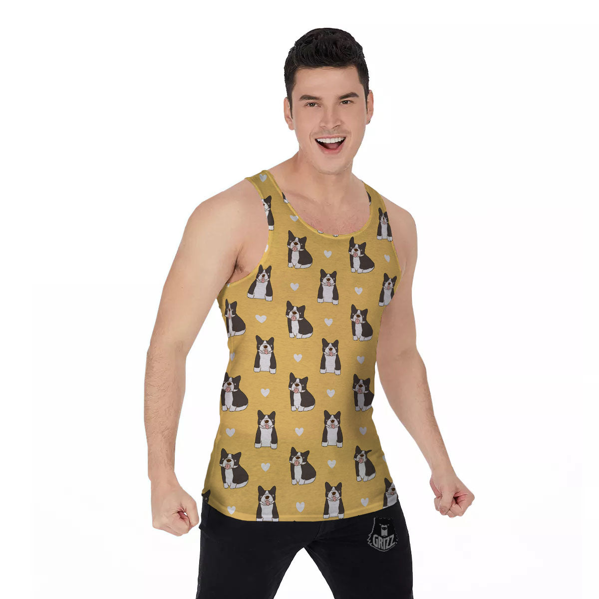 French Bulldog Lovely Print Pattern Men's Tank Top-grizzshop