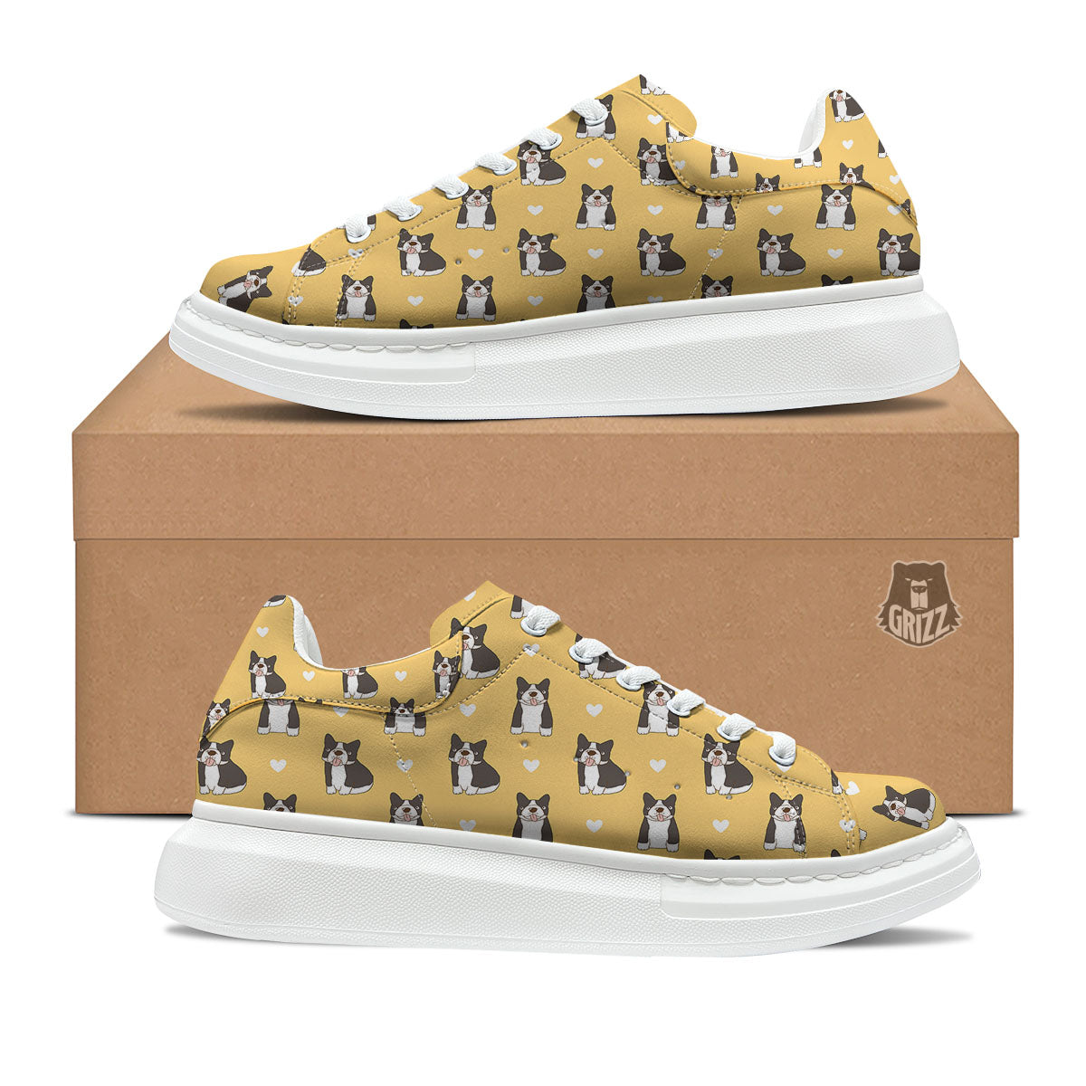 French Bulldog Lovely Print Pattern Platform Shoes-grizzshop