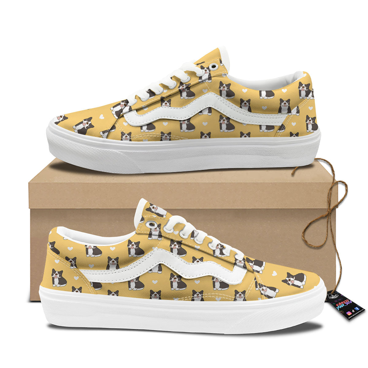 French Bulldog Lovely Print Pattern Skate Shoes-grizzshop