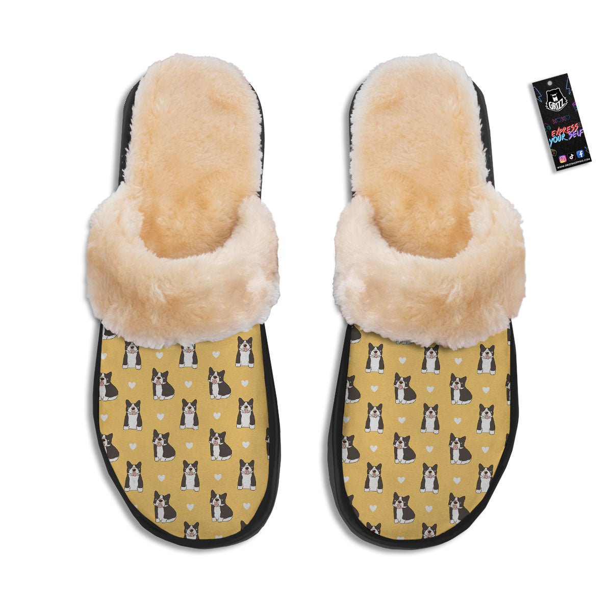 French Bulldog Lovely Print Pattern Slippers-grizzshop