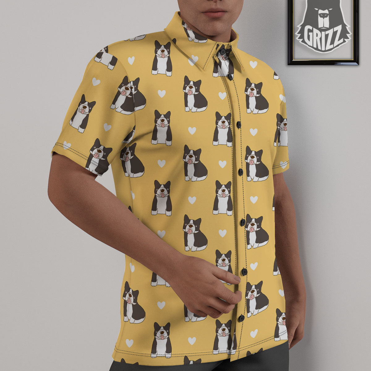 French Bulldog Lovely Print Pattern Untucked Shirts-grizzshop