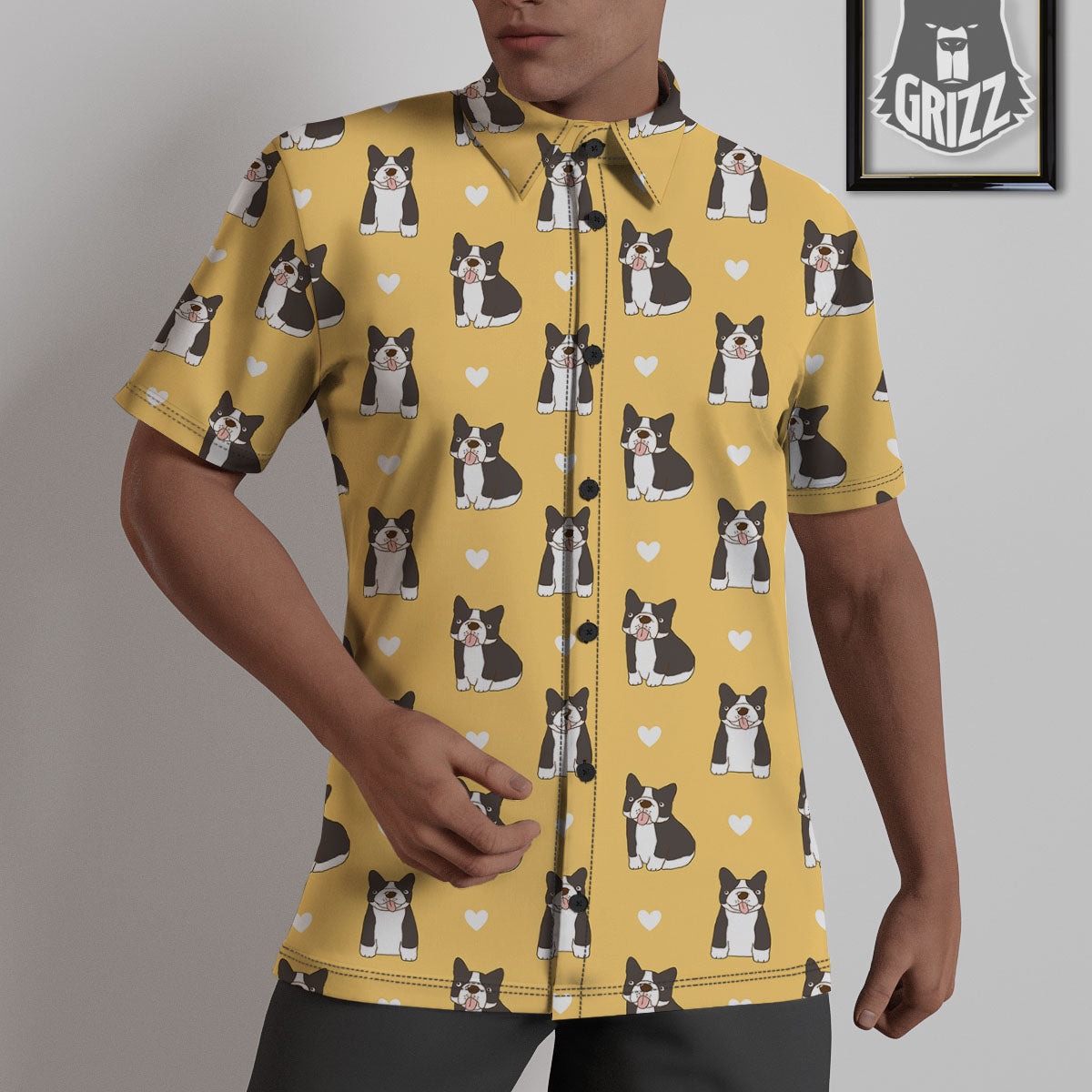 French Bulldog Lovely Print Pattern Untucked Shirts-grizzshop
