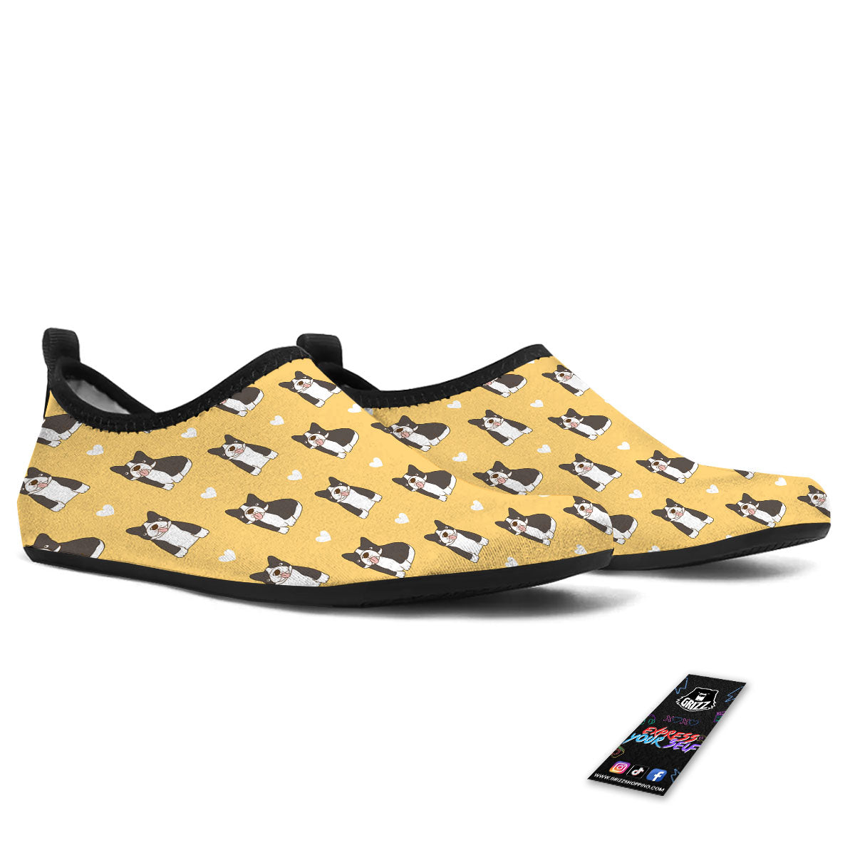 French Bulldog Lovely Print Pattern Water Shoes-grizzshop