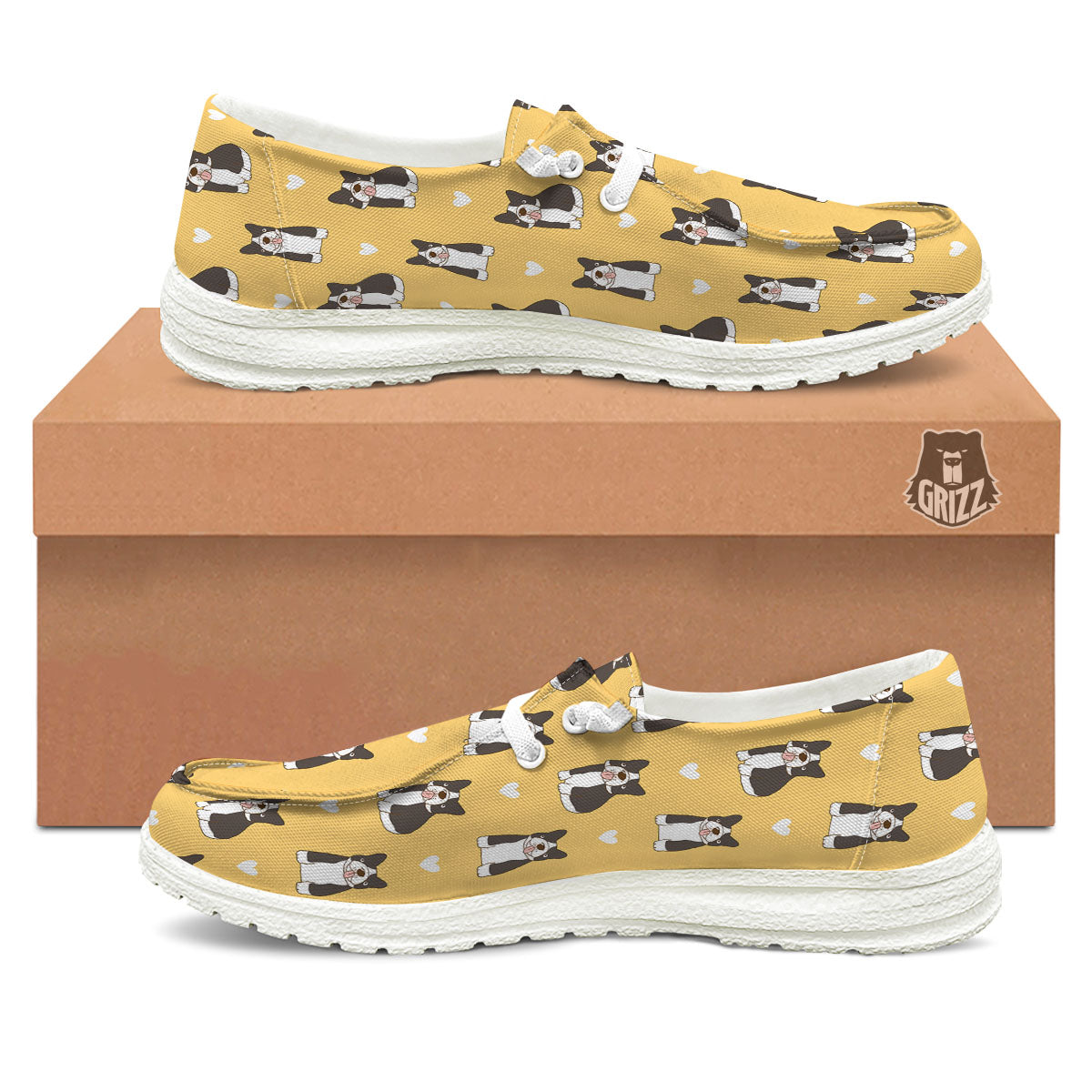 French Bulldog Lovely Print Pattern White Loafers-grizzshop
