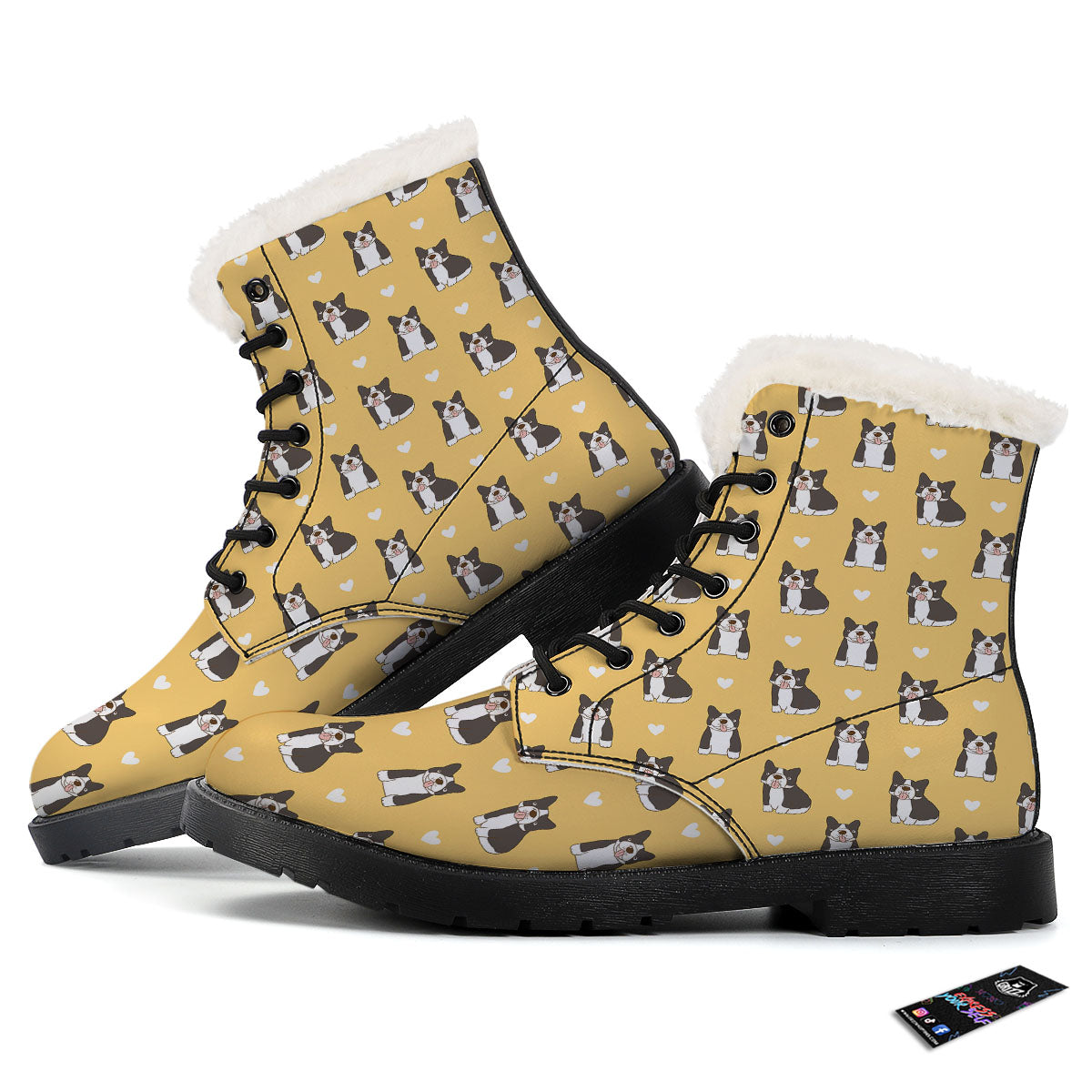 French Bulldog Lovely Print Pattern Winter Boots-grizzshop