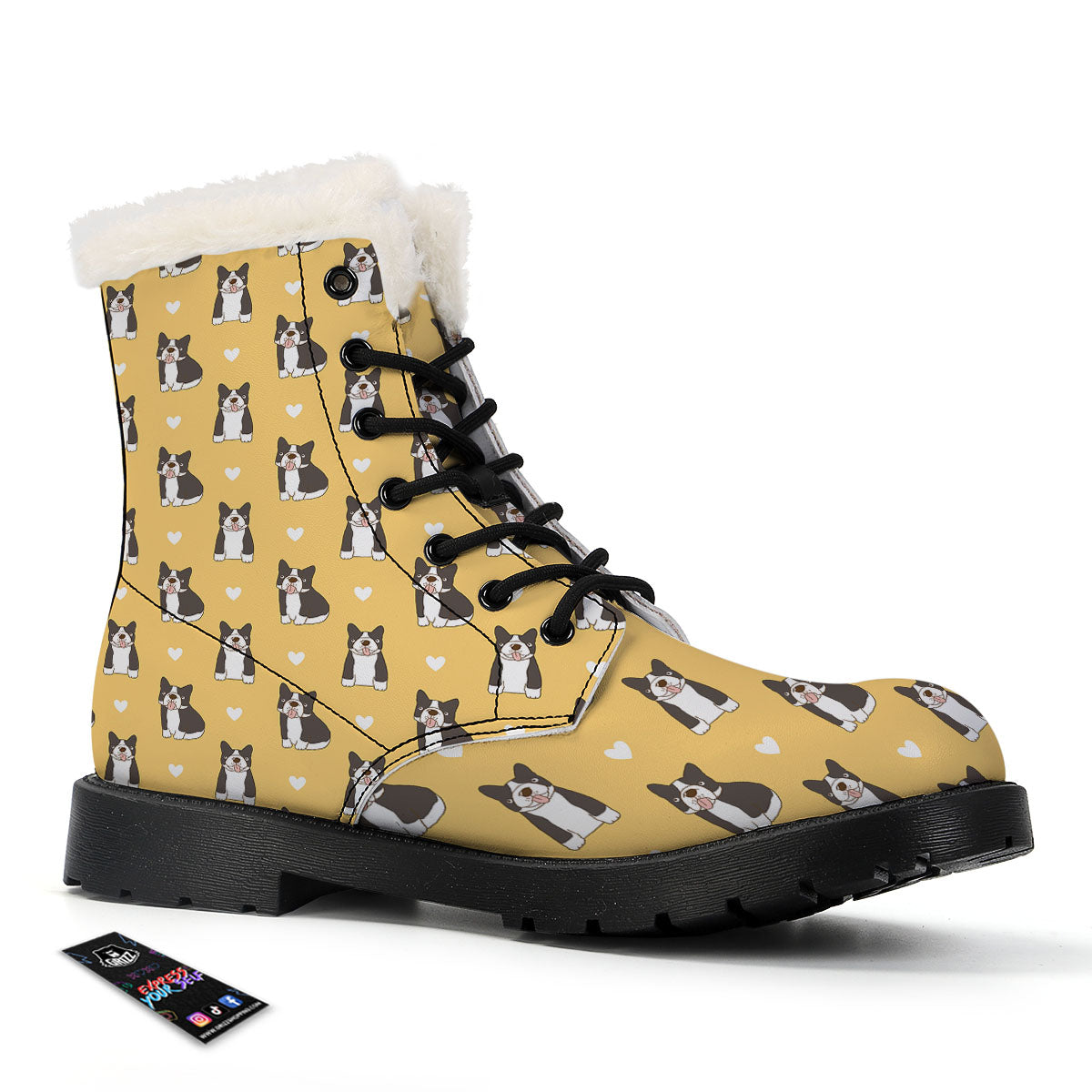 French Bulldog Lovely Print Pattern Winter Boots-grizzshop