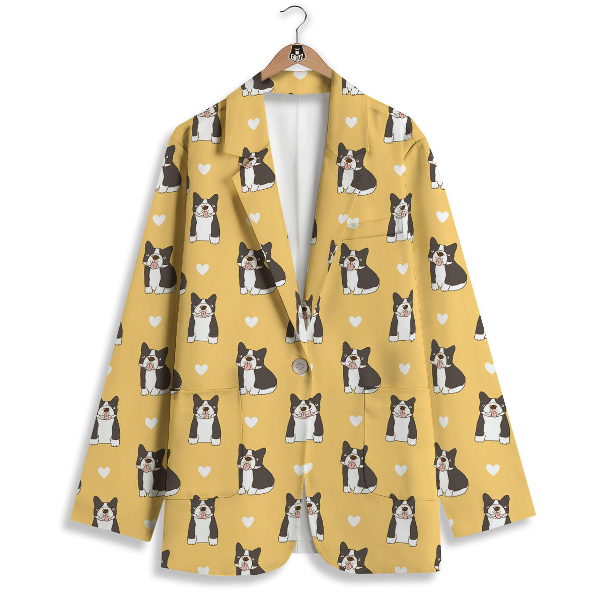 French Bulldog Lovely Print Pattern Women's Blazer-grizzshop
