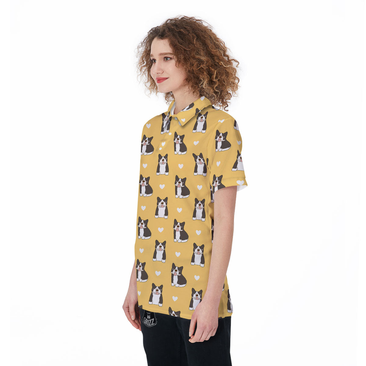 French Bulldog Lovely Print Pattern Women's Golf Shirts-grizzshop