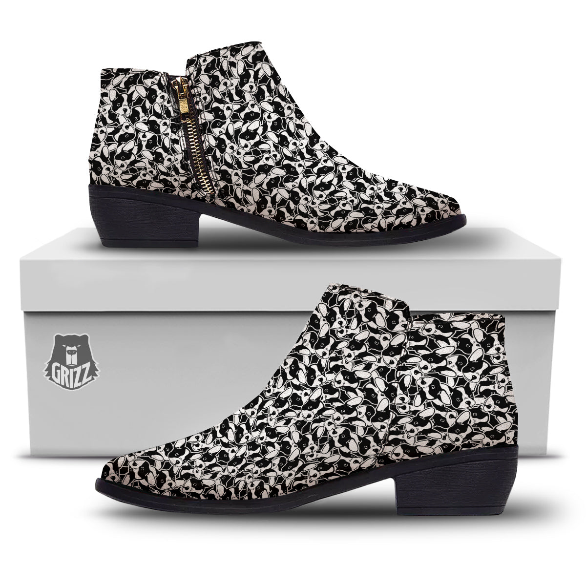 French Bulldog Puppy Cute Print Pattern Ankle Boots-grizzshop
