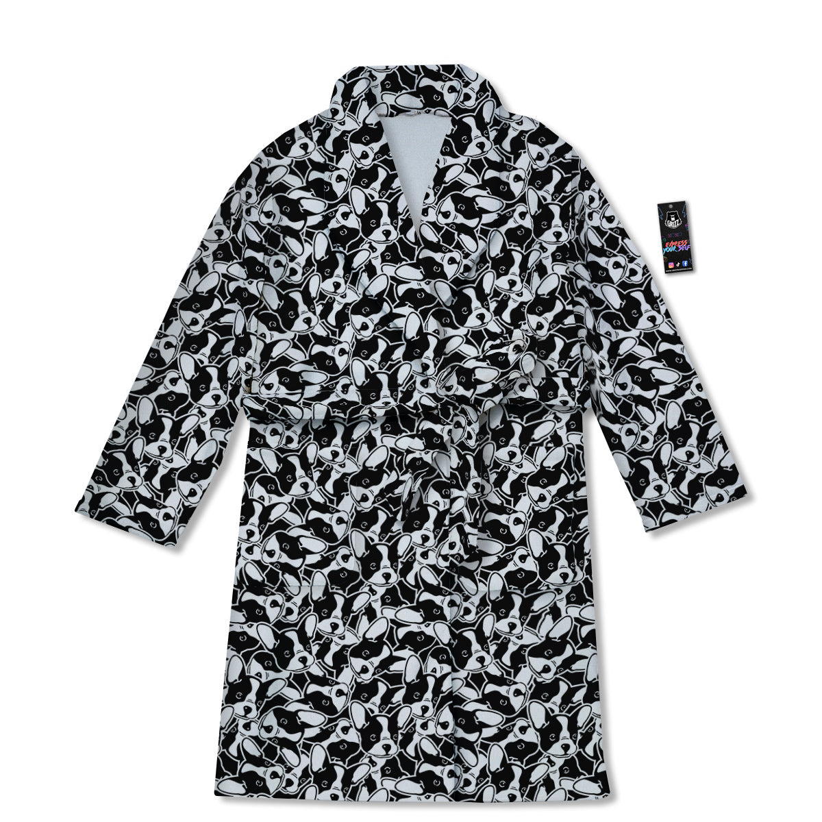 French Bulldog Puppy Cute Print Pattern Bathrobe-grizzshop