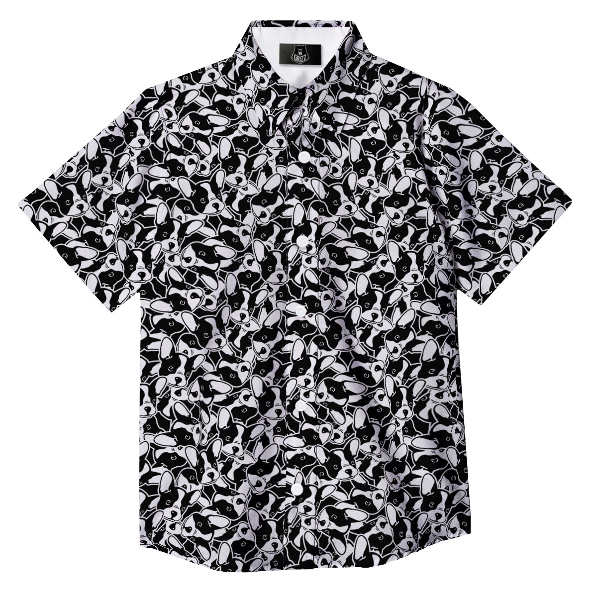 French Bulldog Puppy Cute Print Pattern Button Up Shirt-grizzshop