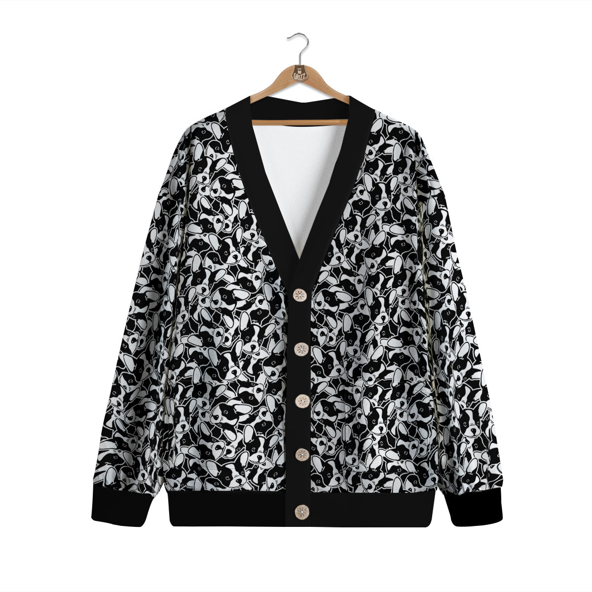French Bulldog Puppy Cute Print Pattern Cardigan-grizzshop
