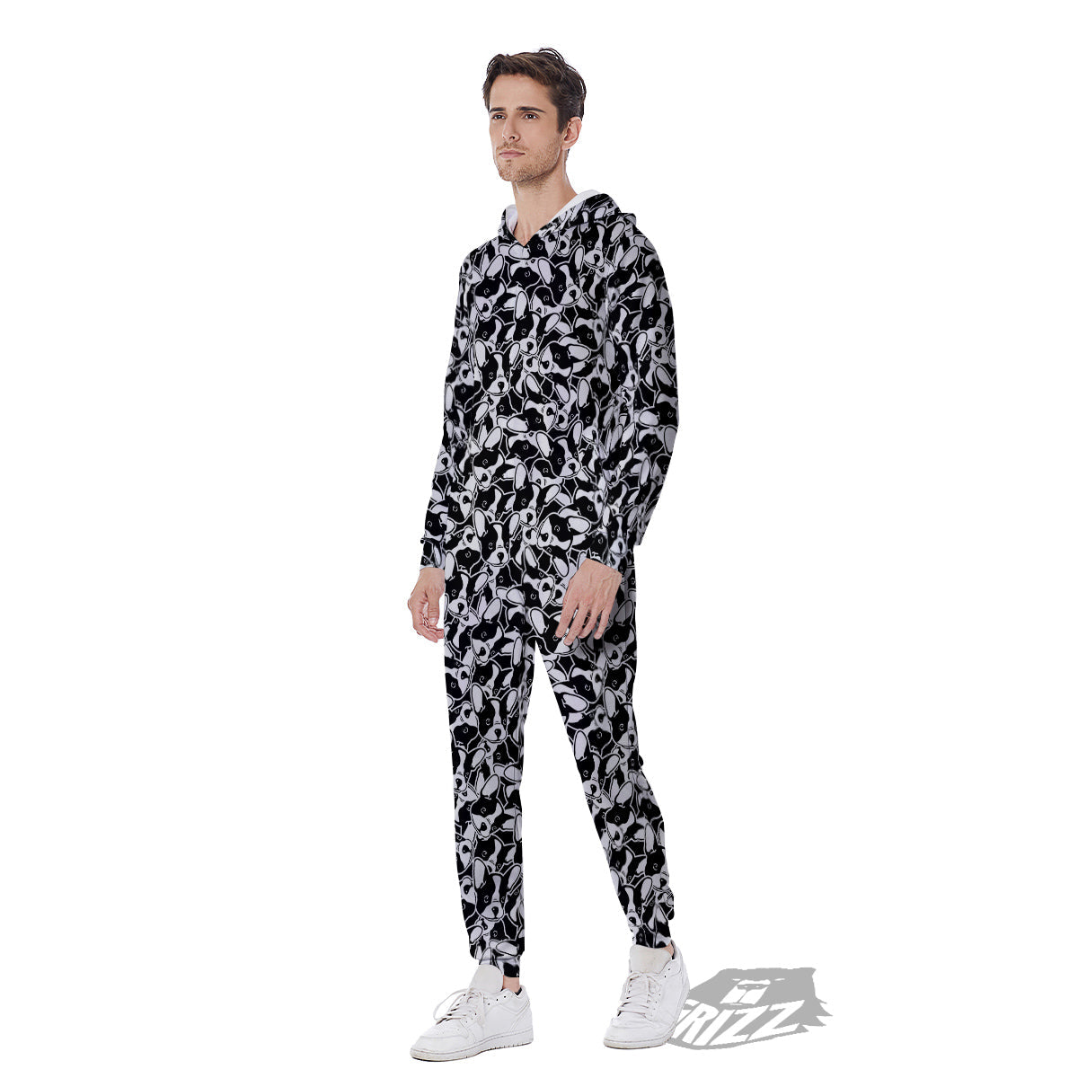 French Bulldog Puppy Cute Print Pattern Men's Jumpsuit-grizzshop