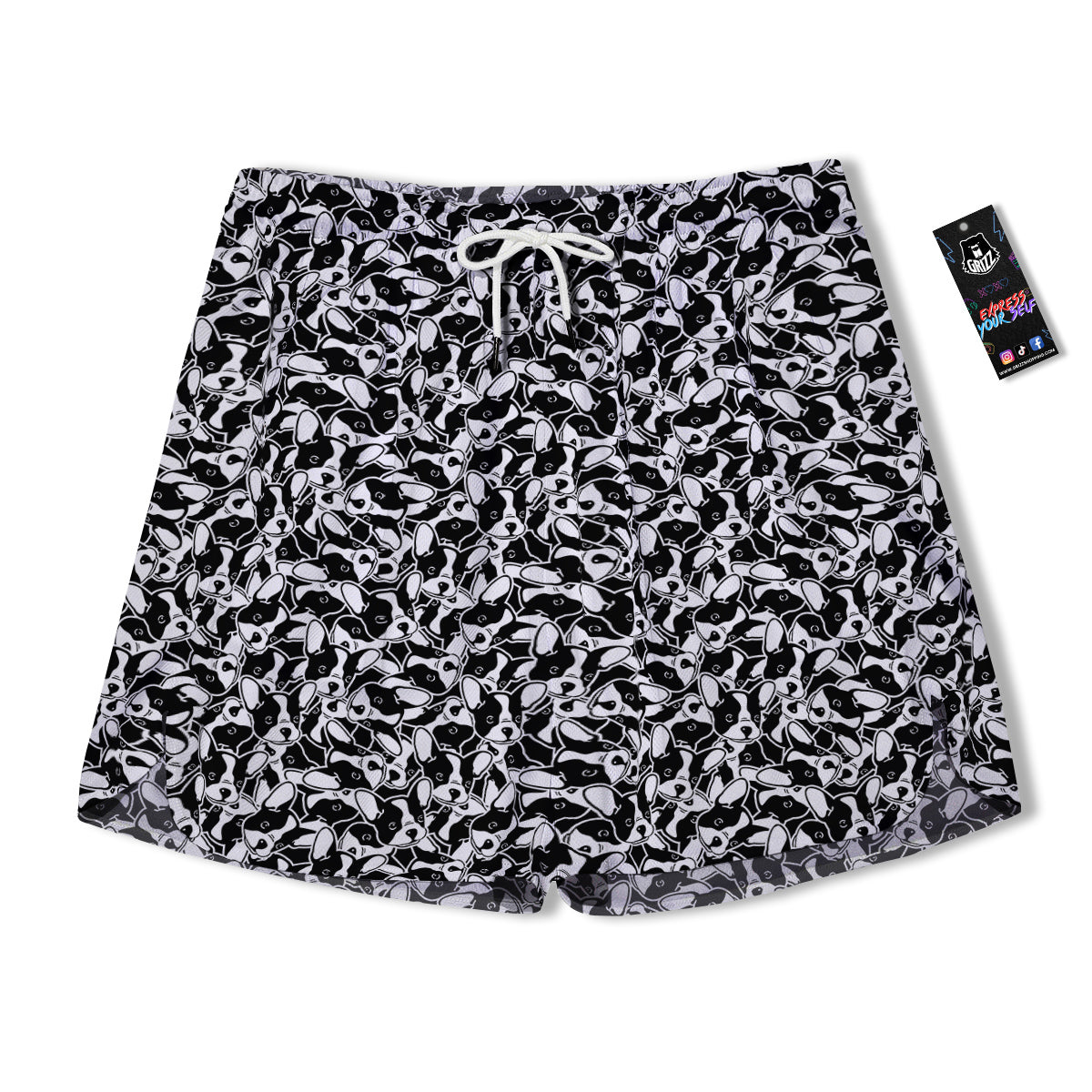 French Bulldog Puppy Cute Print Pattern Men's Running Shorts-grizzshop