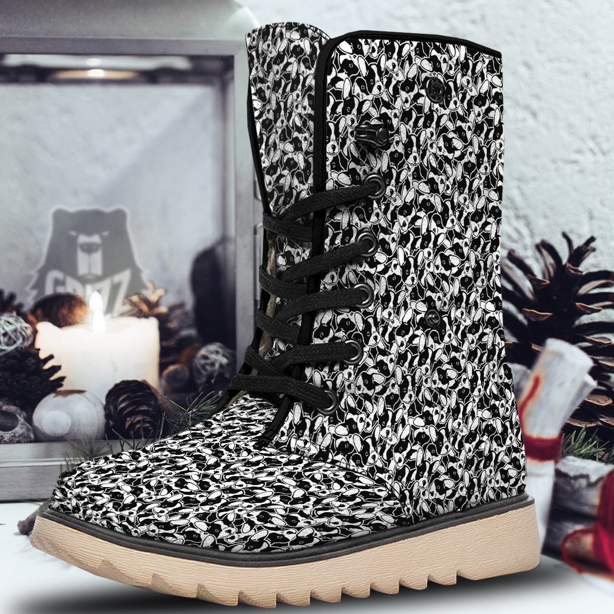 French Bulldog Puppy Cute Print Pattern Snow Boots-grizzshop
