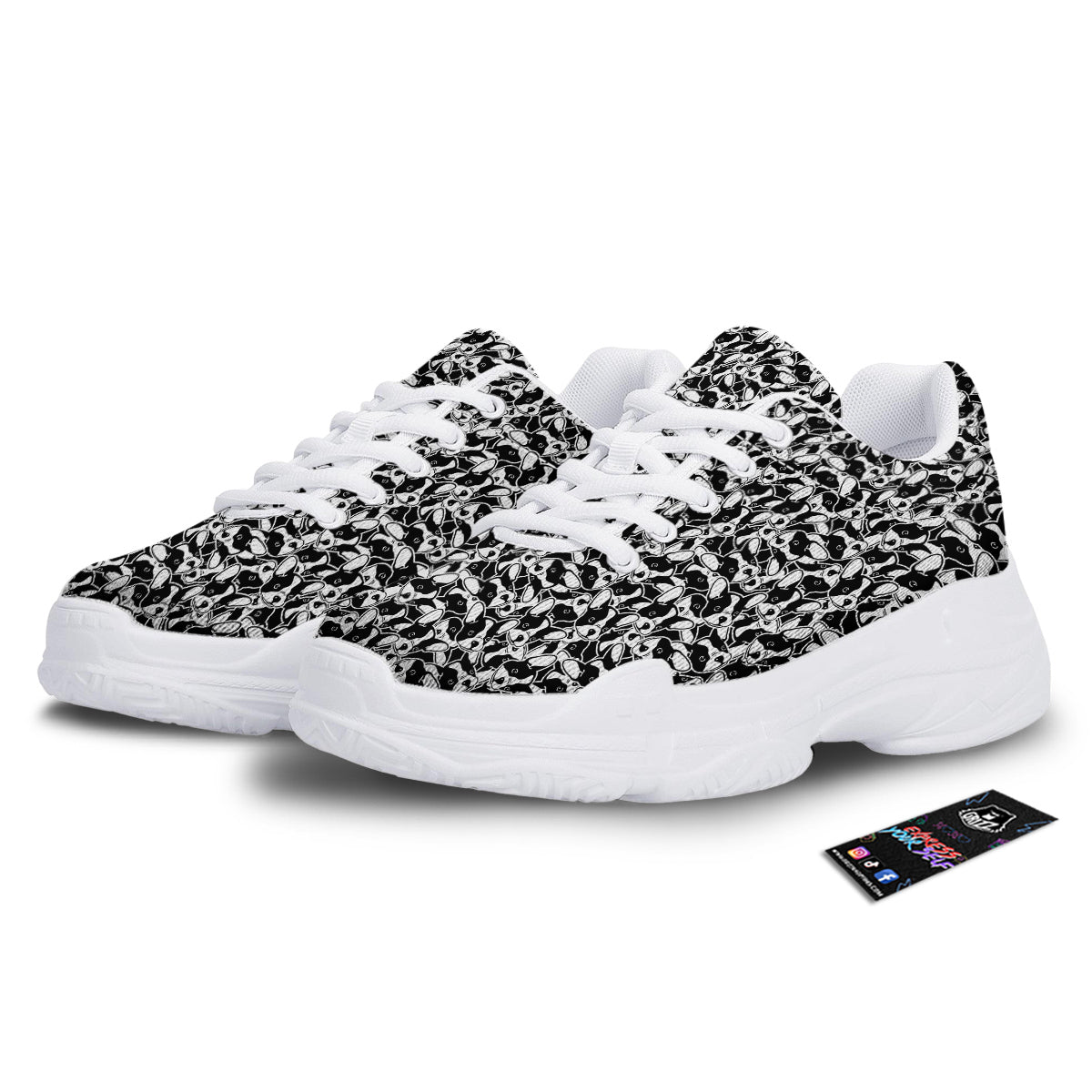 French Bulldog Puppy Cute Print Pattern White Chunky Shoes-grizzshop