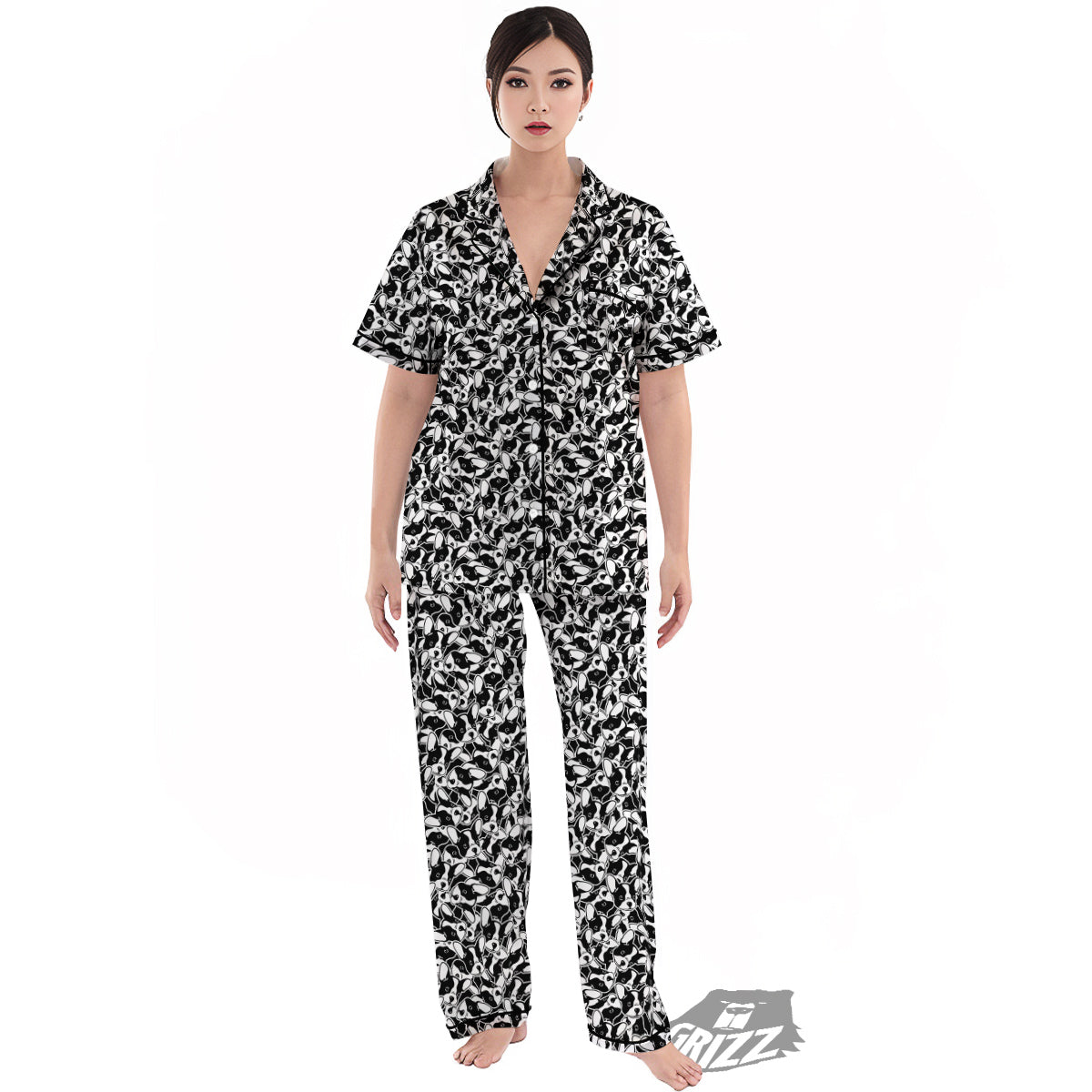 French Bulldog Puppy Cute Print Pattern Women's Pajamas Set-grizzshop
