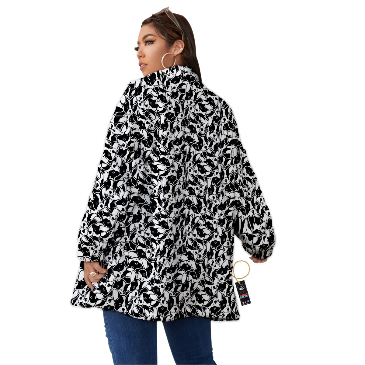 French Bulldog Puppy Cute Print Pattern Women's Sherpa Jacket-grizzshop