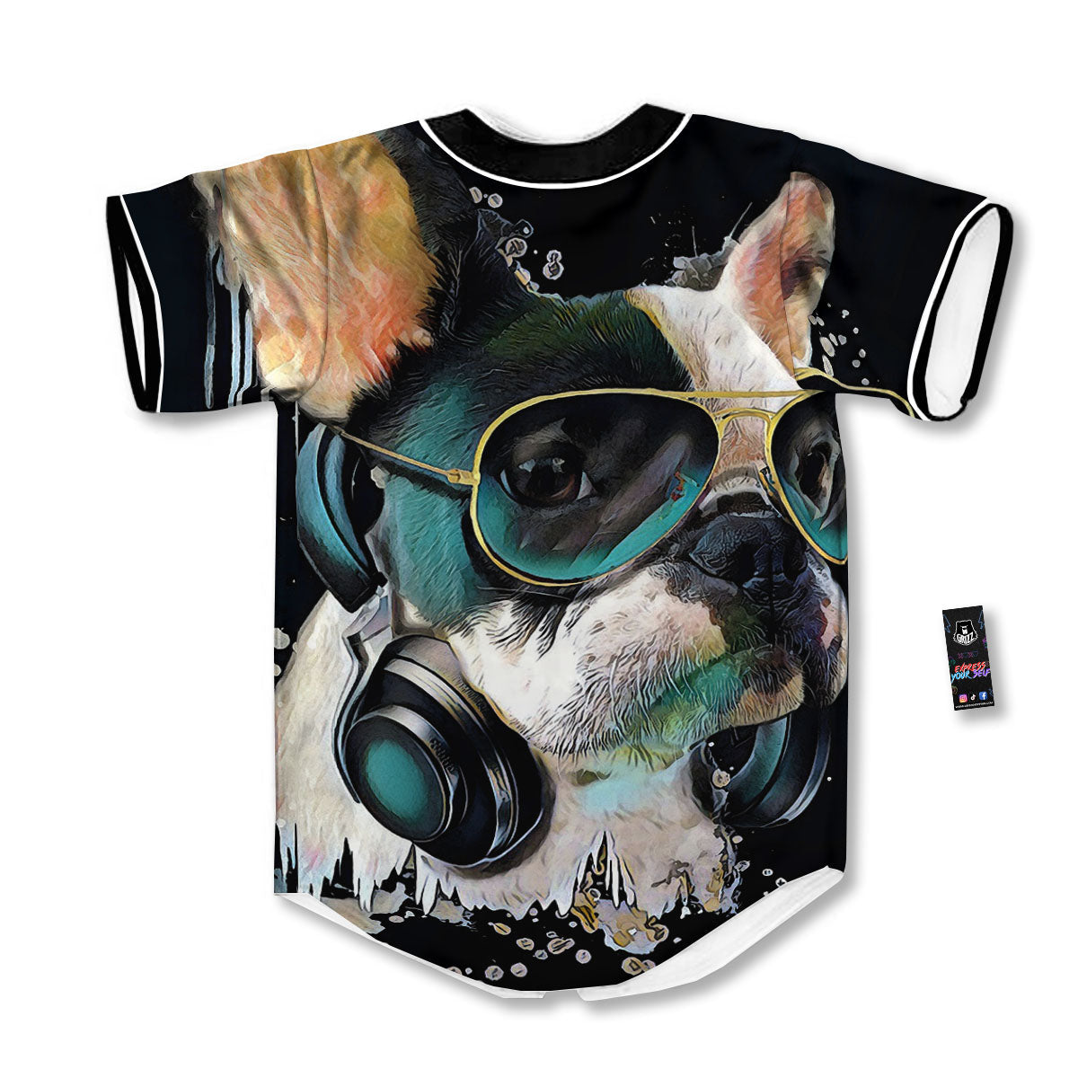 French Bulldog Puppy Watercolor Print Baseball Jersey-grizzshop