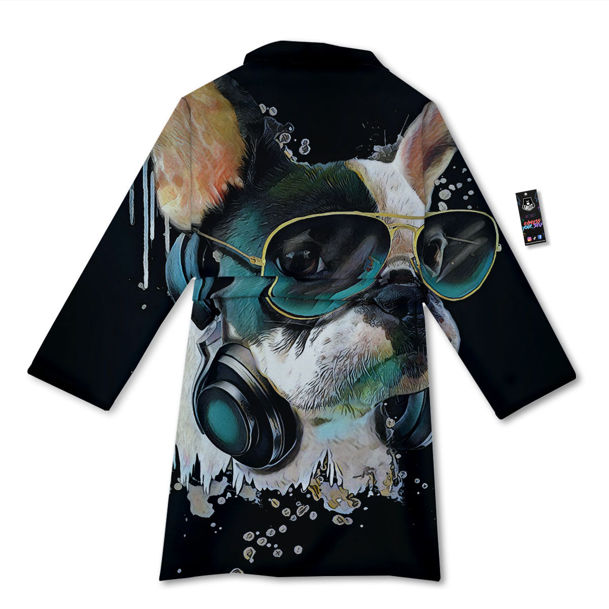 French Bulldog Puppy Watercolor Print Bathrobe-grizzshop