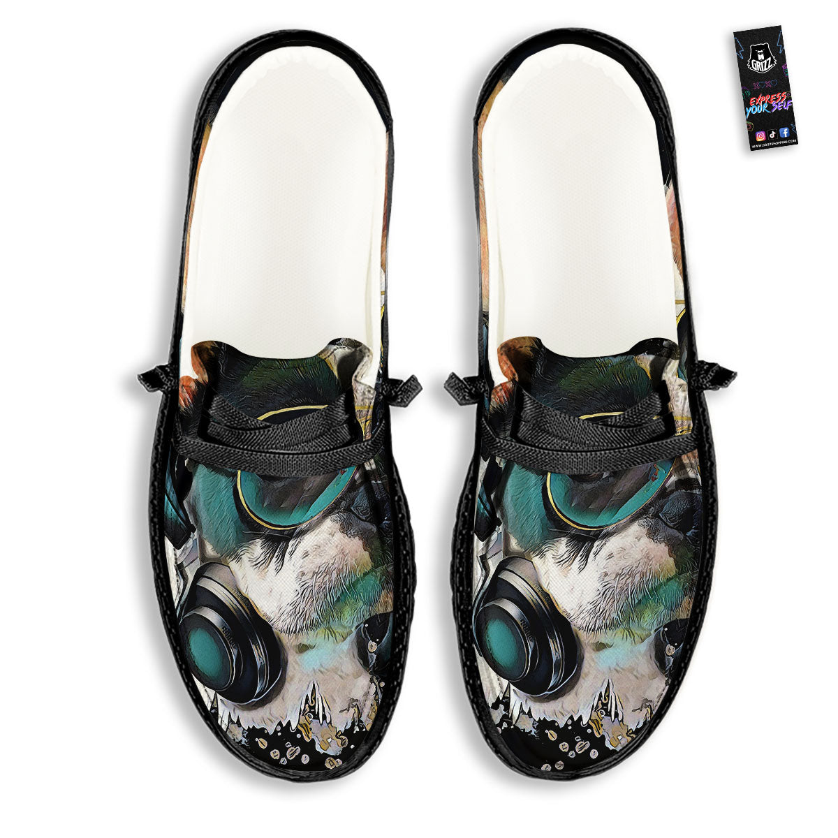 French Bulldog Puppy Watercolor Print Black Loafers-grizzshop