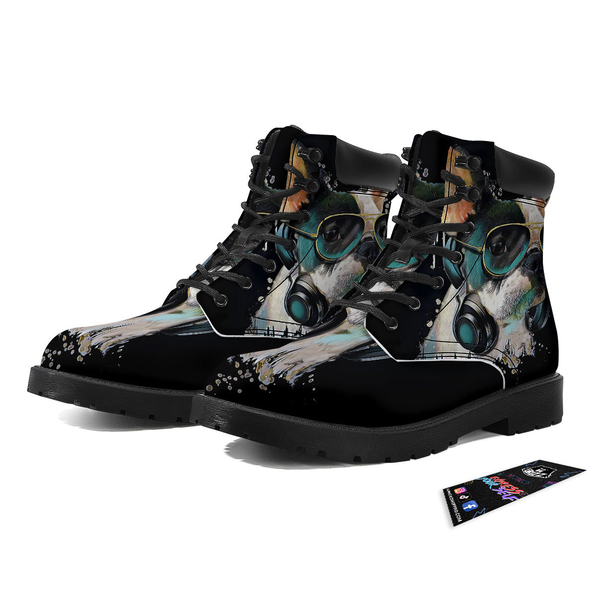 French Bulldog Puppy Watercolor Print Boots-grizzshop