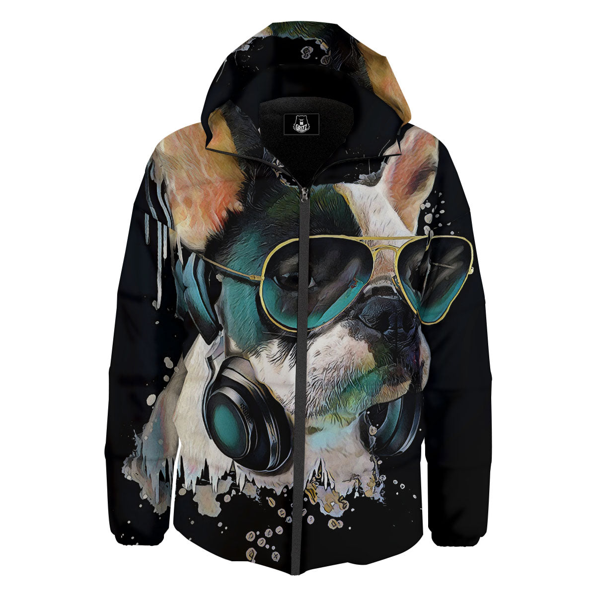 French Bulldog Puppy Watercolor Print Down Jacket-grizzshop