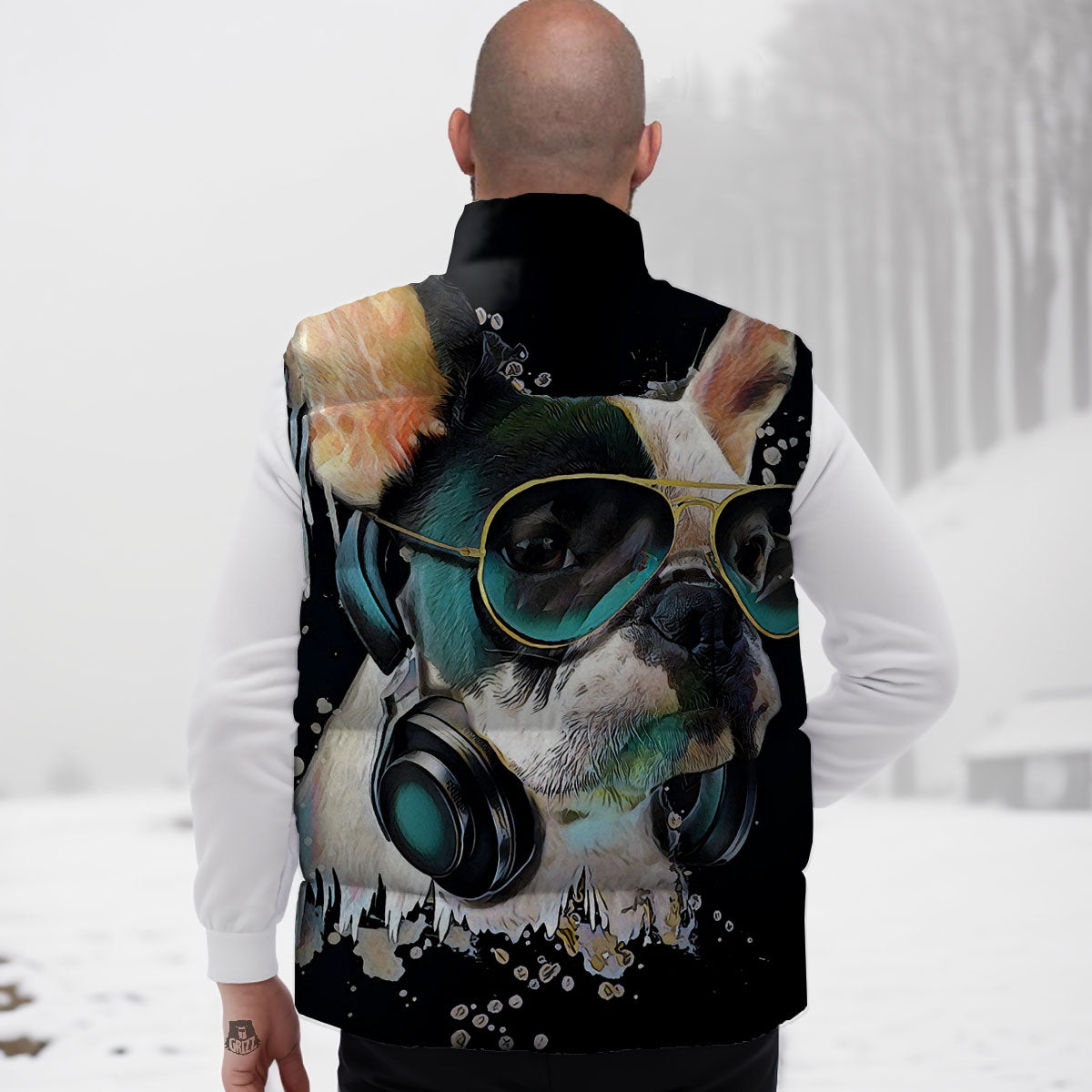 French Bulldog Puppy Watercolor Print Down Vest