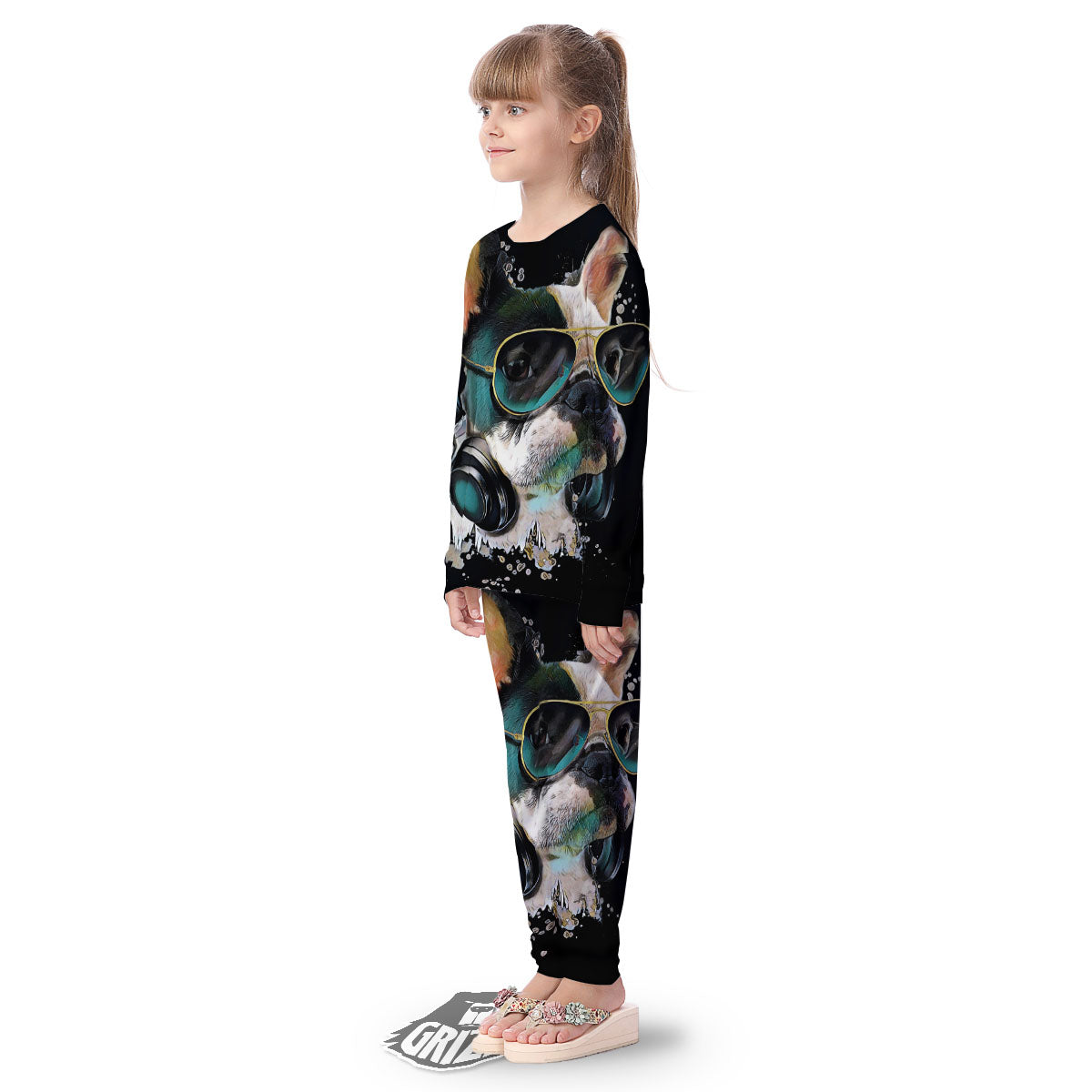 French Bulldog Puppy Watercolor Print Kid's Pajamas-grizzshop
