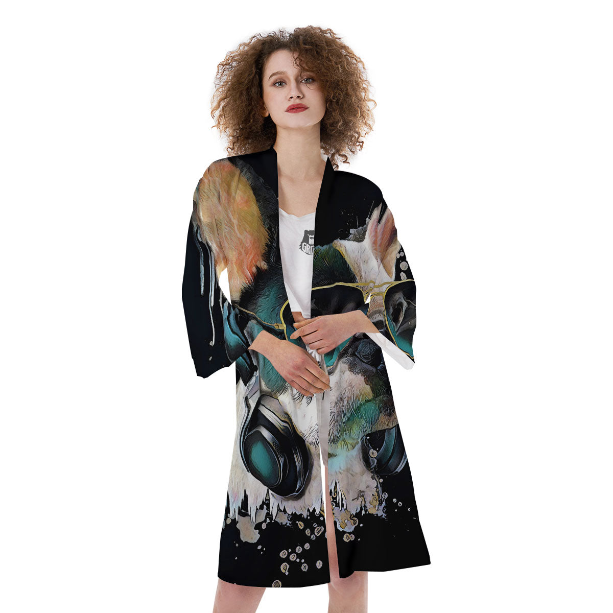 French Bulldog Puppy Watercolor Print Kimono-grizzshop